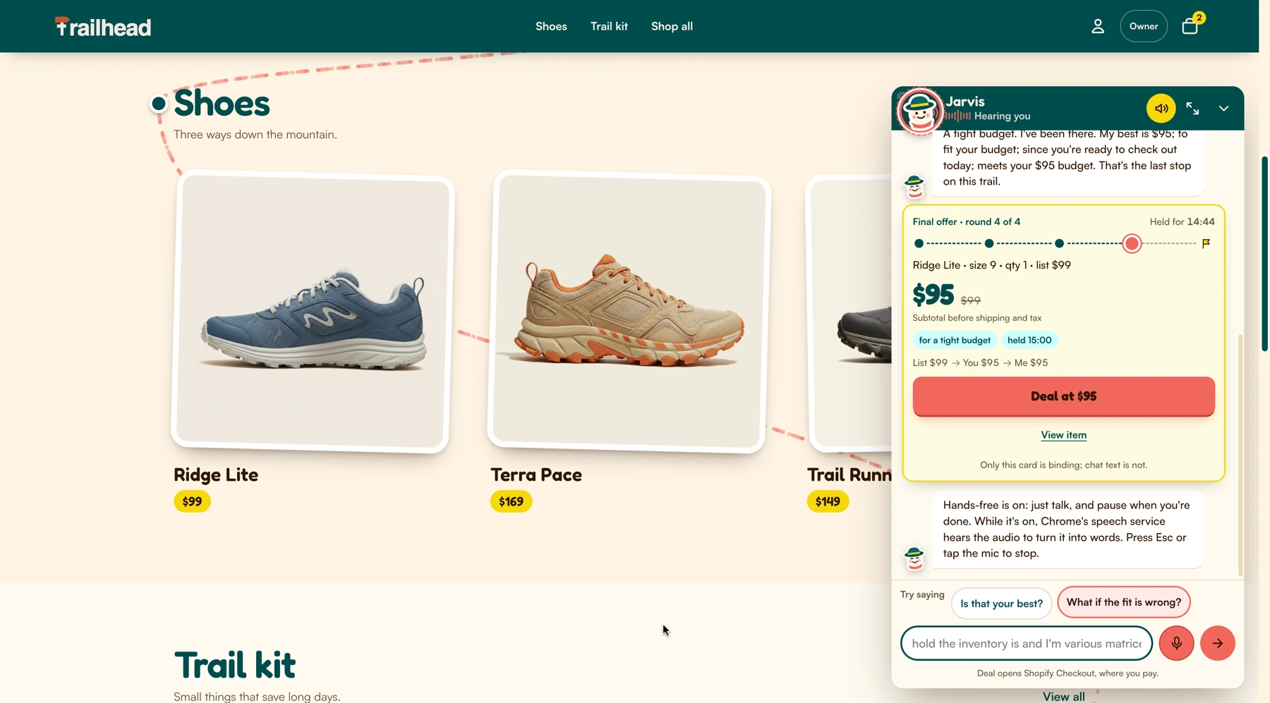 Dealify application interface