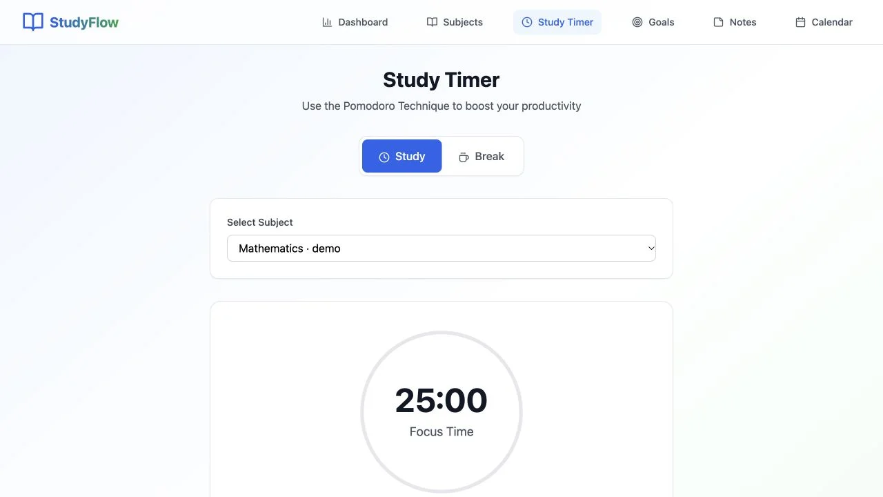 StudyFlow walkthrough preview